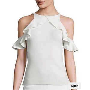 Jonathan Simkhai Hanging Ruffle Racerback Tank Top Ivory